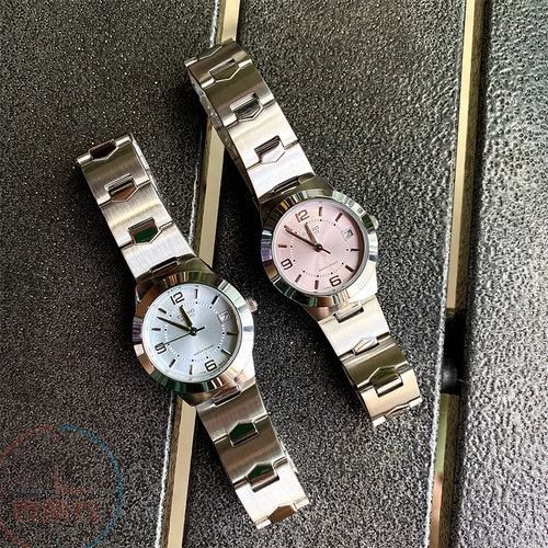 手表卡西欧石英手表樱花粉指针