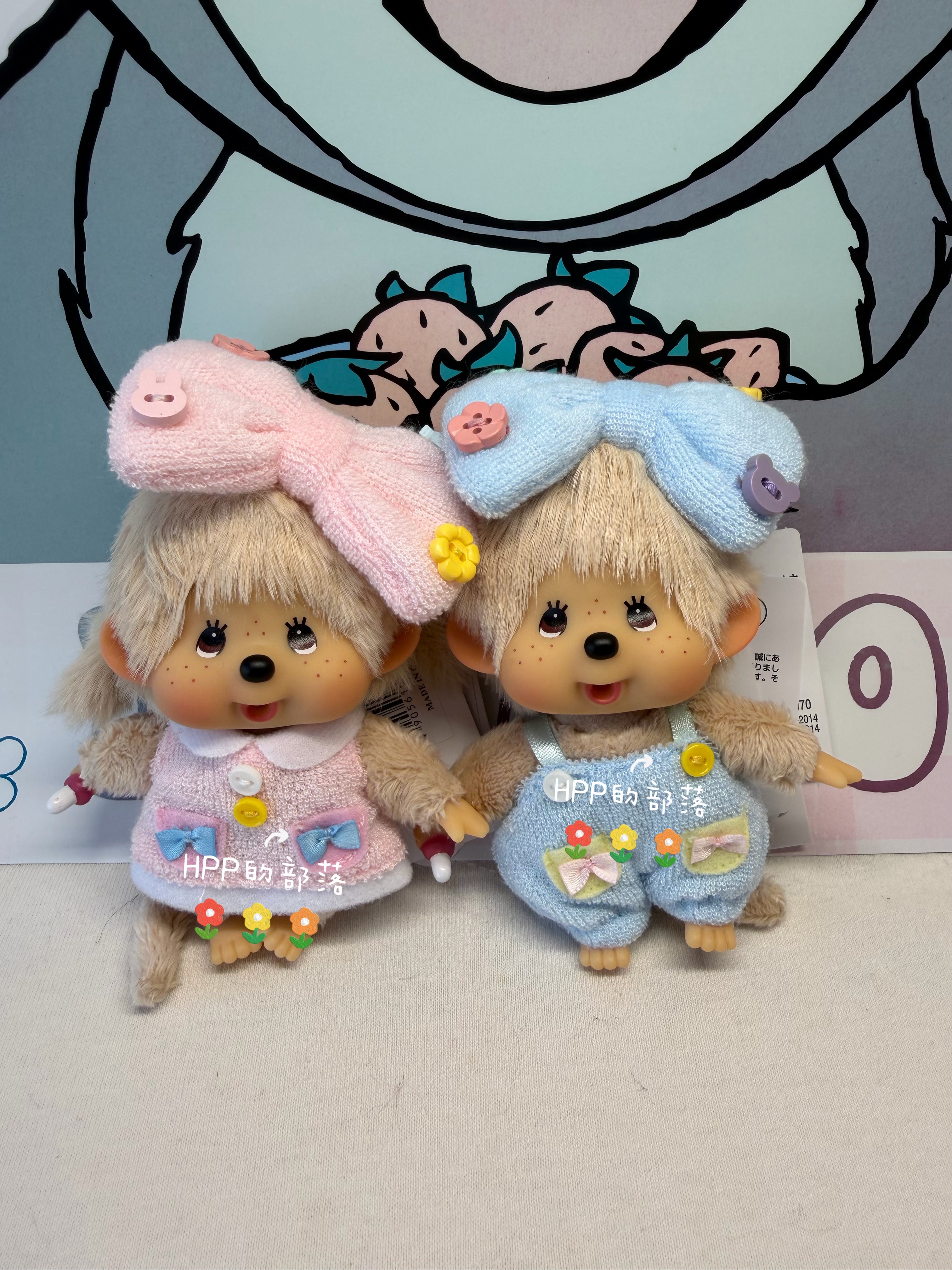 日本正版 Monchhichi 蒙奇奇 名创优品糖果蝴蝶结 SS号小大头挂件