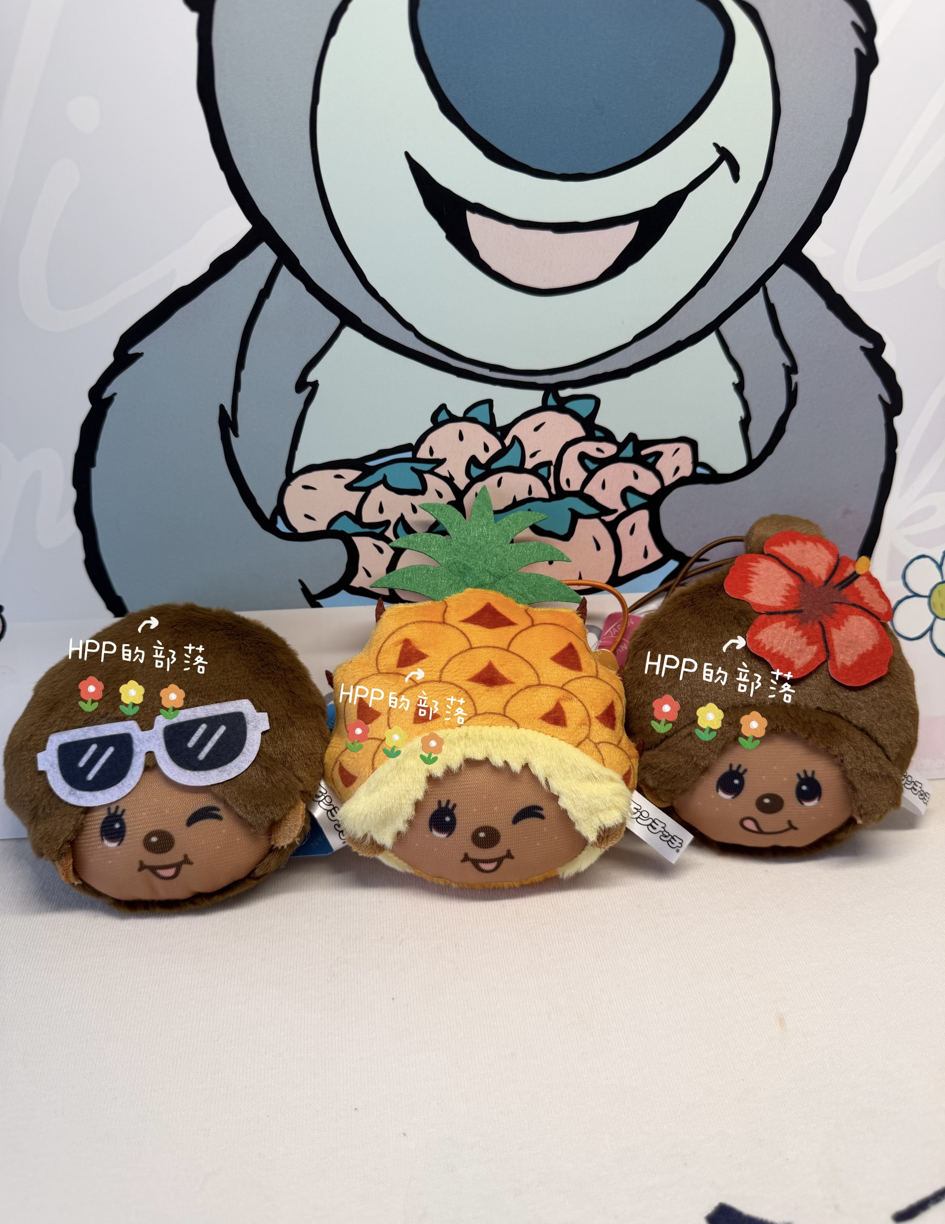 蒙奇奇monchhichi 日本正版 冲绳限定 黑皮男生女生 菠萝大头挂件