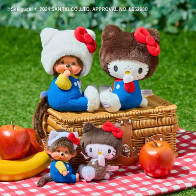 日本正版 monchhichi 蒙奇奇x Hello kitty 合作款公仔 挂件 现货