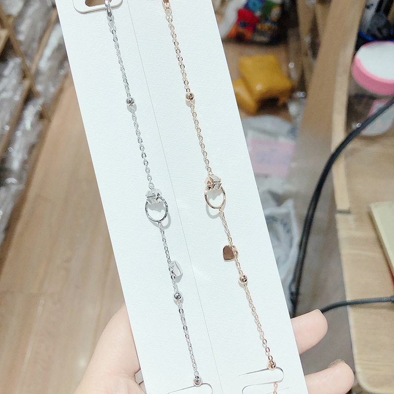 真金电镀微镶桃心爱心手链女气质小众设计手饰少女清新韩版手镯女