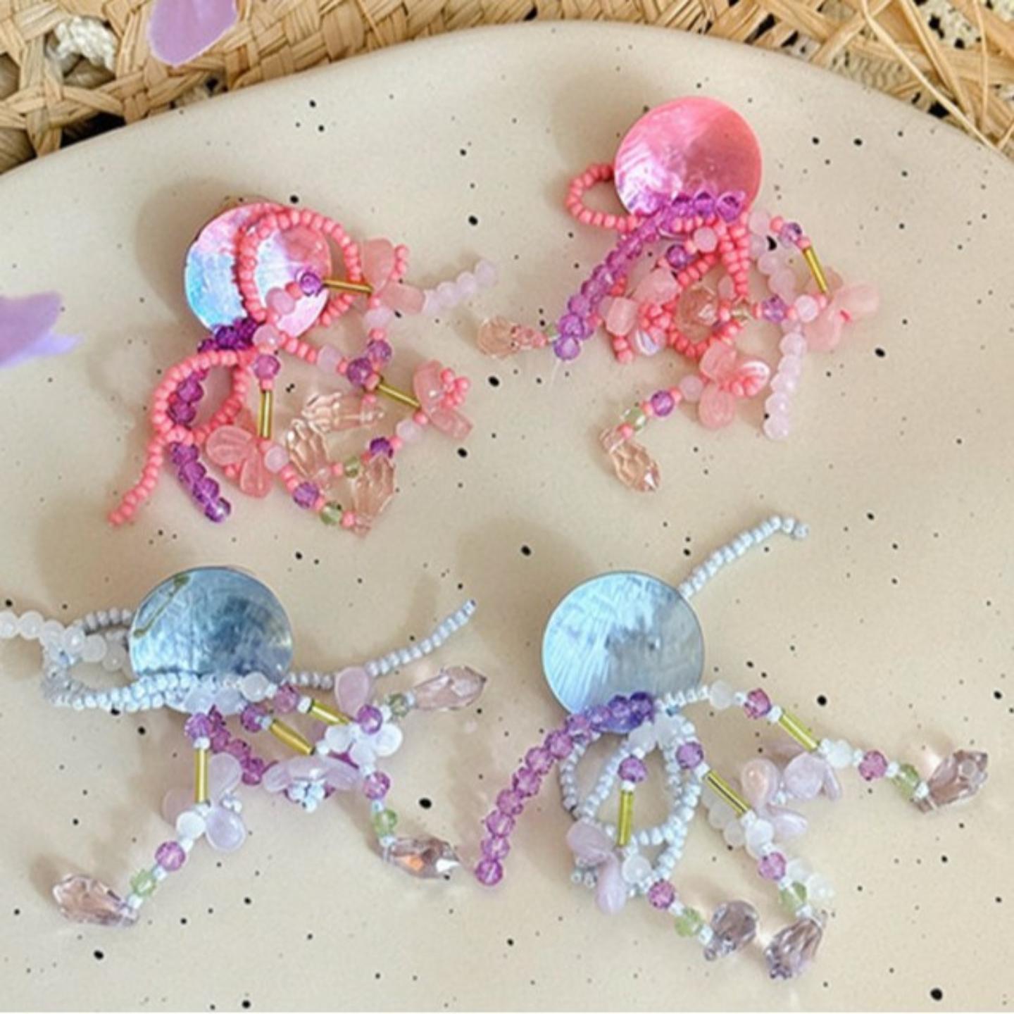 浪漫梦境彩色串珠贝壳耳钉女｜30