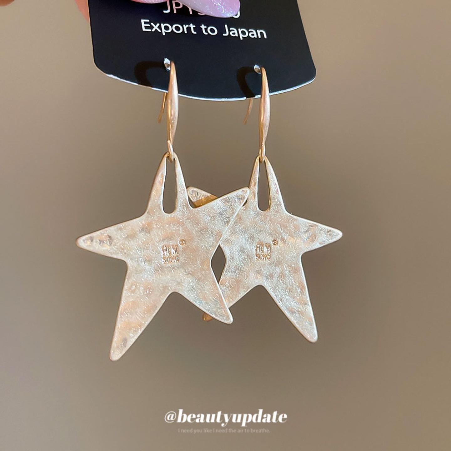 欧美风星星吊坠金属耳钩