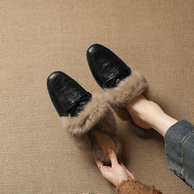 真皮毛毛鞋女包头半拖鞋女冬季