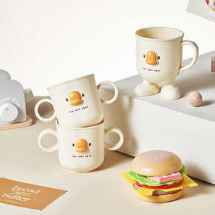 奶油风漱口杯家用2025新款牙桶牙缸卡通食品级塑料杯子儿童刷牙杯