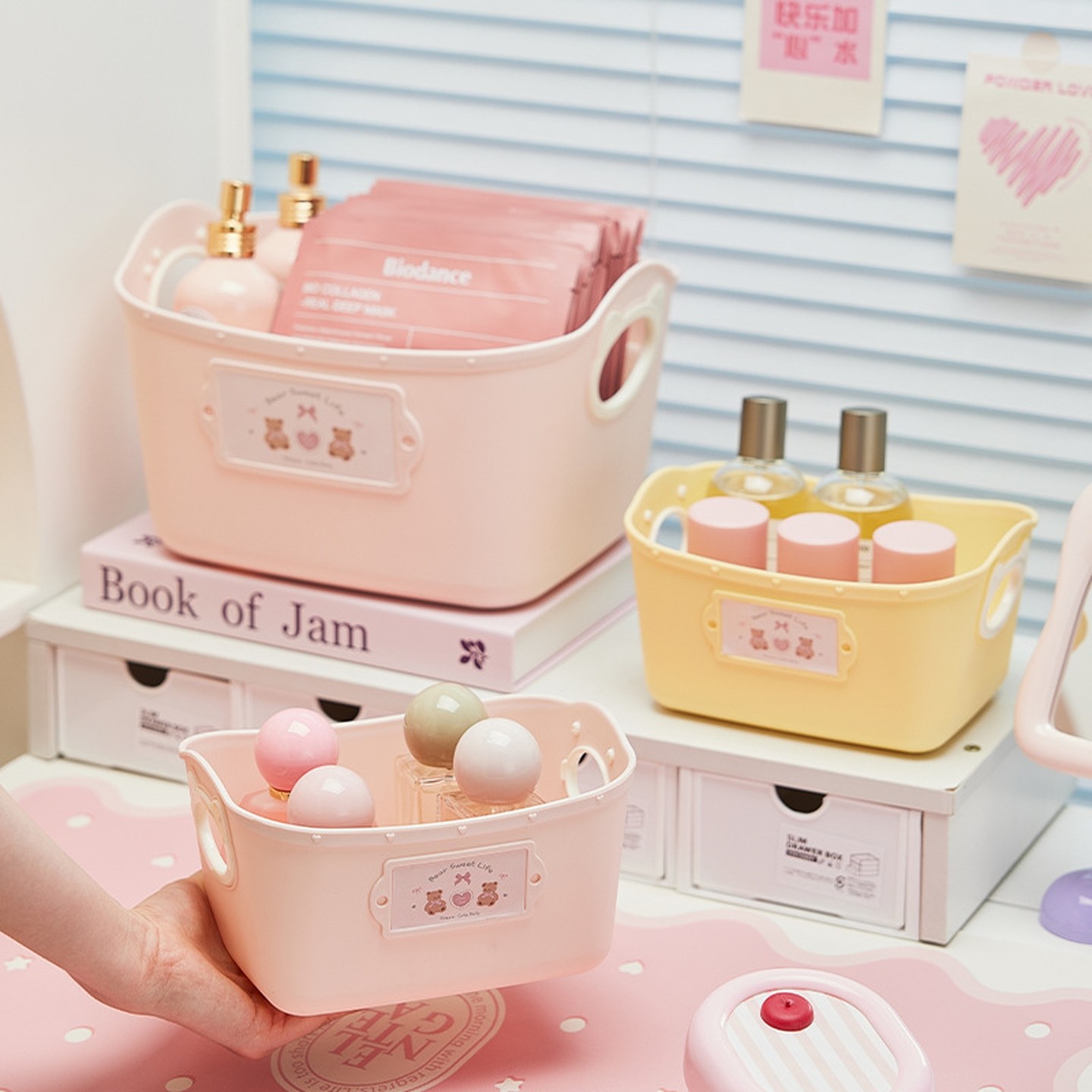 书桌收纳筐大容量可叠加整理盒子