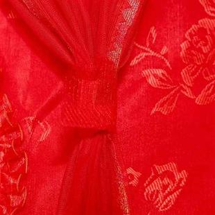 饰卧室布置双层蕾丝绣花窗帘挂帘厂 促婚庆用品结婚门帘红色婚房装