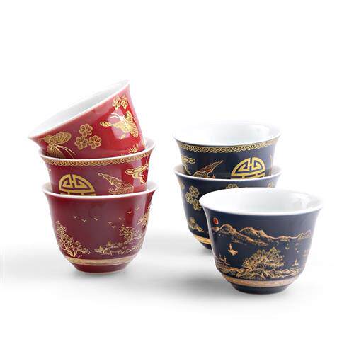 珐琅彩釉品茗杯功夫茶具陶瓷斗笠杯半手工个人杯手绘主人小茶杯