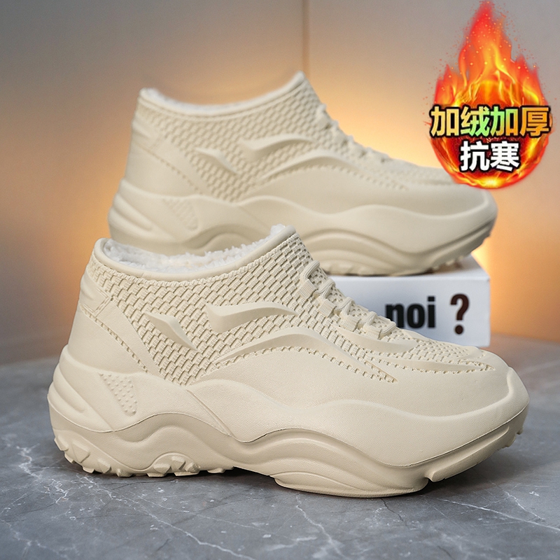 保暖懒人一脚蹬厨师鞋包跟棉拖鞋男防寒冬季防水防滑耐磨加绒加厚