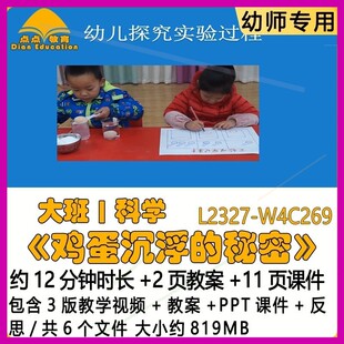 秘密 反思 鸡蛋沉浮 微课新幼儿园优质课教案PPT课件大班科学