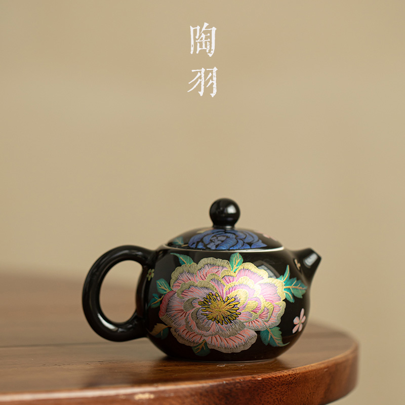 国风繁花缂丝西施壶功夫茶具