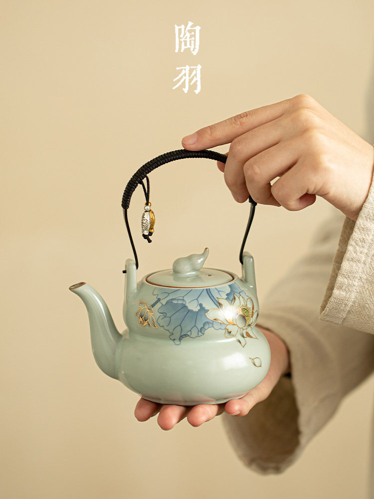 妙色清欢葫芦提梁壶陶瓷茶壶泡茶家用功夫茶具水壶带过滤单壶大号,餐饮具,茶壶,淘宝优惠券,粉丝福利购,淘宝优惠卷