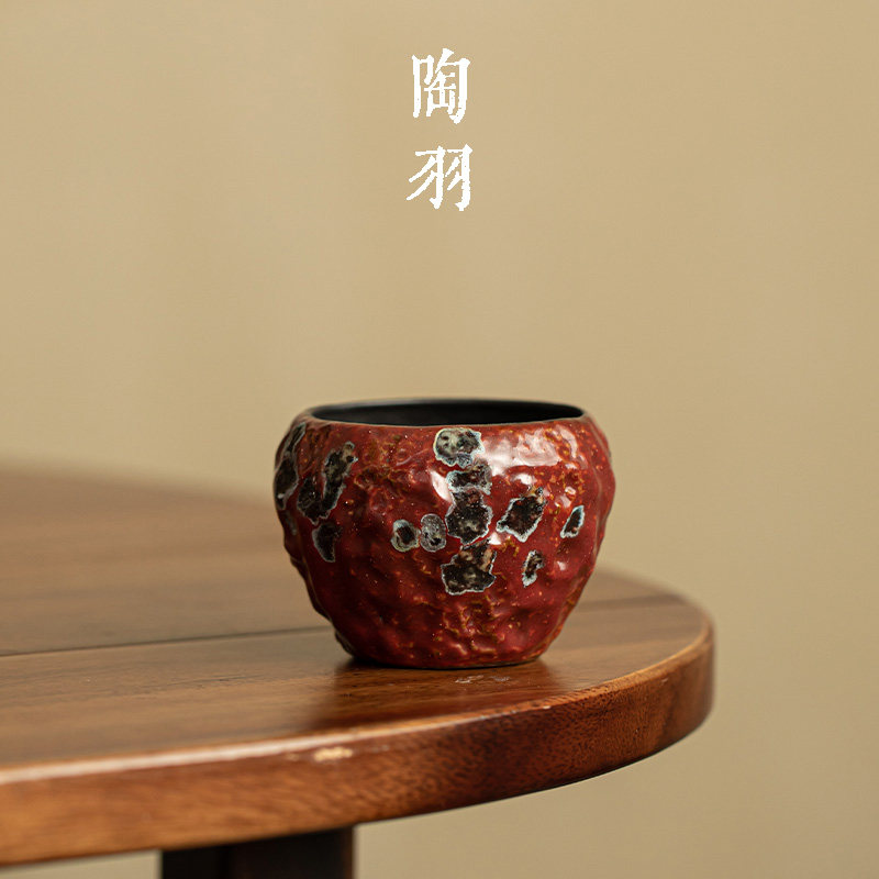 哪吒红窑变小缸杯中式侘寂风