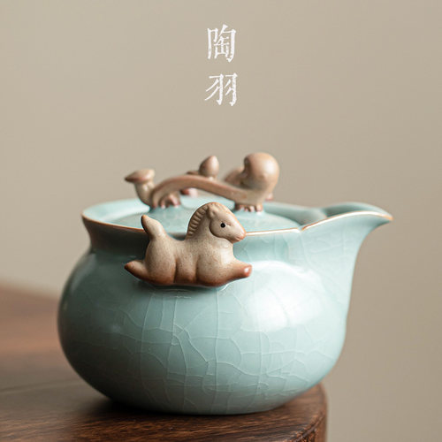天青汝窑手抓壶功夫茶具