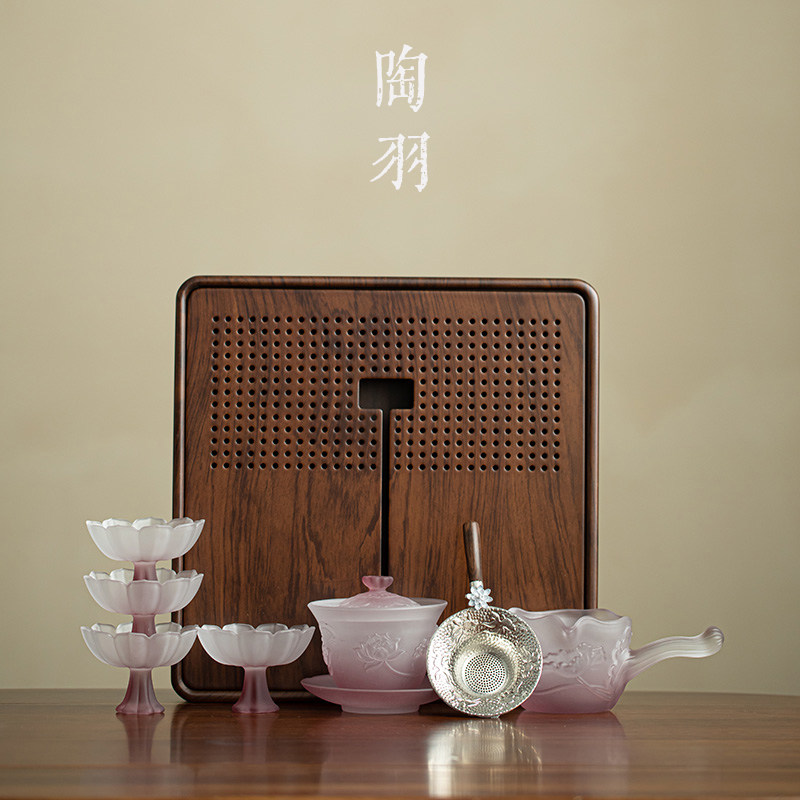 玻璃三才盖碗一壶四杯家用泡茶碗
