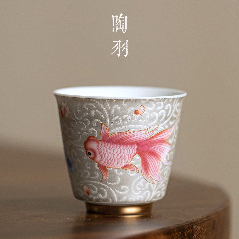 珐琅彩纯手工掐丝银品茗杯大号主人杯高档茶具男女个人专用茶杯,餐饮具,茶杯,淘宝优惠券,粉丝福利购,淘宝优惠卷