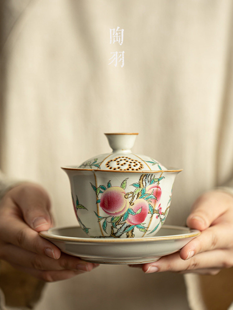 汝窑陶瓷九桃三容碗茶杯功夫茶套装单大不烫高档碗茶杯,餐饮具,盖碗,淘宝优惠券,粉丝福利购,淘宝优惠卷