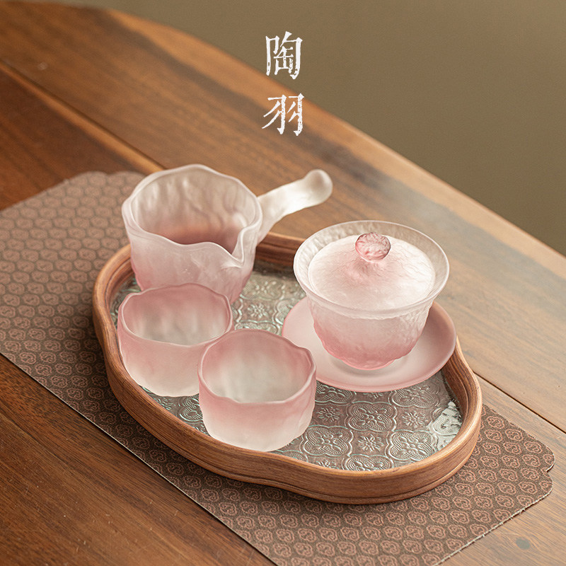 琉光璃彩三才盖碗一壶两杯耐高温泡茶碗茶杯公道杯功夫茶具套装