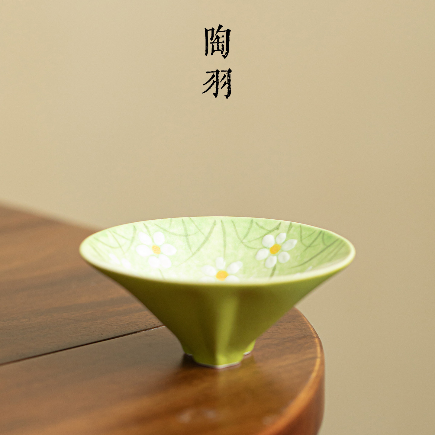 岩矿白手绘春野雏菊映寐福禄茶杯家用陶瓷主人杯高档功夫茶具单杯