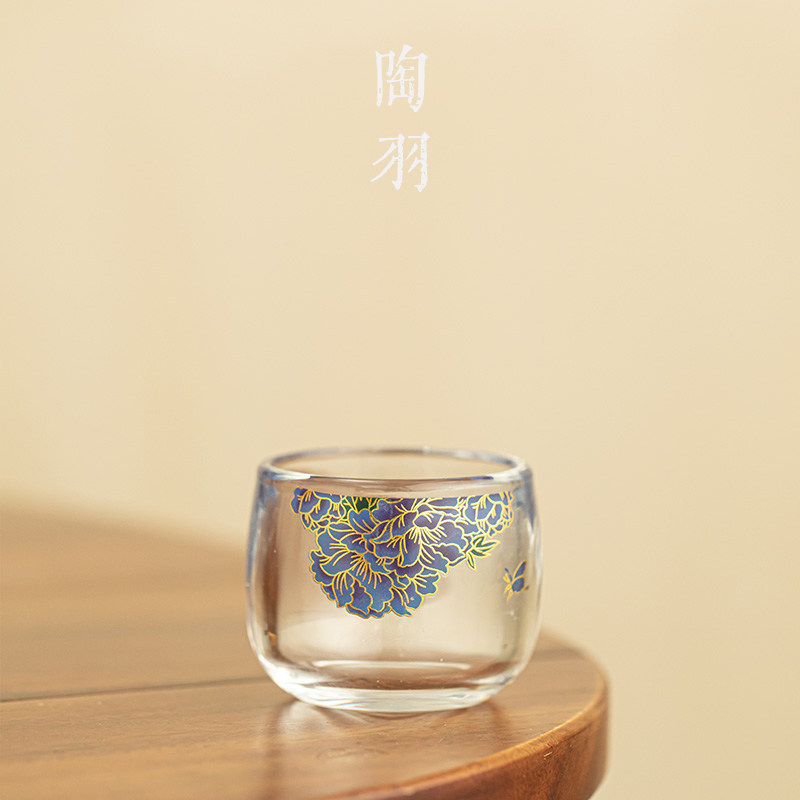 國色牡丹加厚玻璃羅漢杯