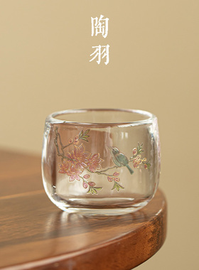 鸟语花香扳指杯茶杯主人杯家用品茗杯个人专用喝茶杯功夫茶具茶盏