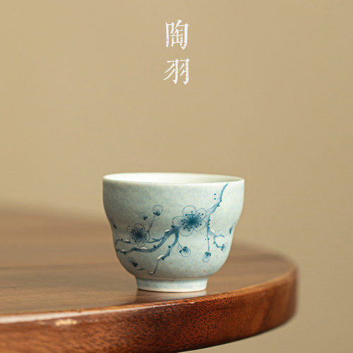 苏打烧雪映寒梅小葫芦杯家用梅花陶瓷茶杯轻奢功夫茶具单杯品茗杯