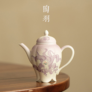 焦糖釉堆雕手绘九尾仙狐鸢壶家用陶瓷泡茶壶高档中式女士功夫茶具