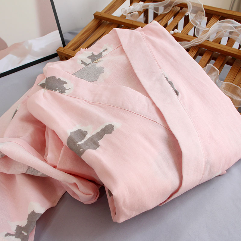 特价纯棉纱布和服睡衣女