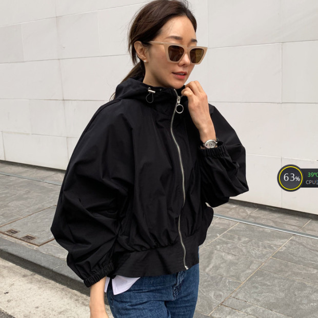 2025新款韩版蝙蝠短款连帽外套女宽松棒球服春秋长袖休闲夹克上衣