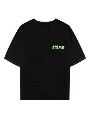 RHIME 23SS Alien Four Diagrams Tee 外星四方图形绒面黑色短袖