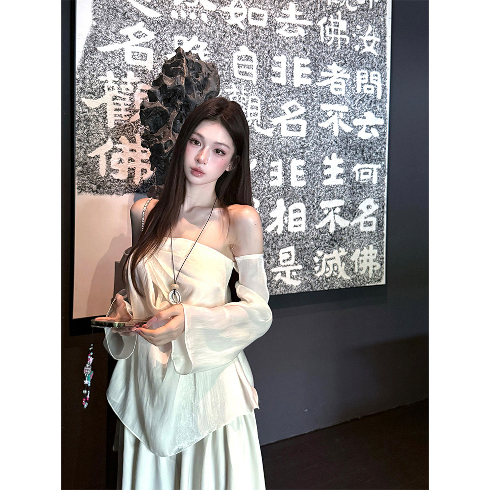 MaxMooroe温柔入骨%清冷贵气感套装裙女两件套秋长袖显瘦上衣长裤