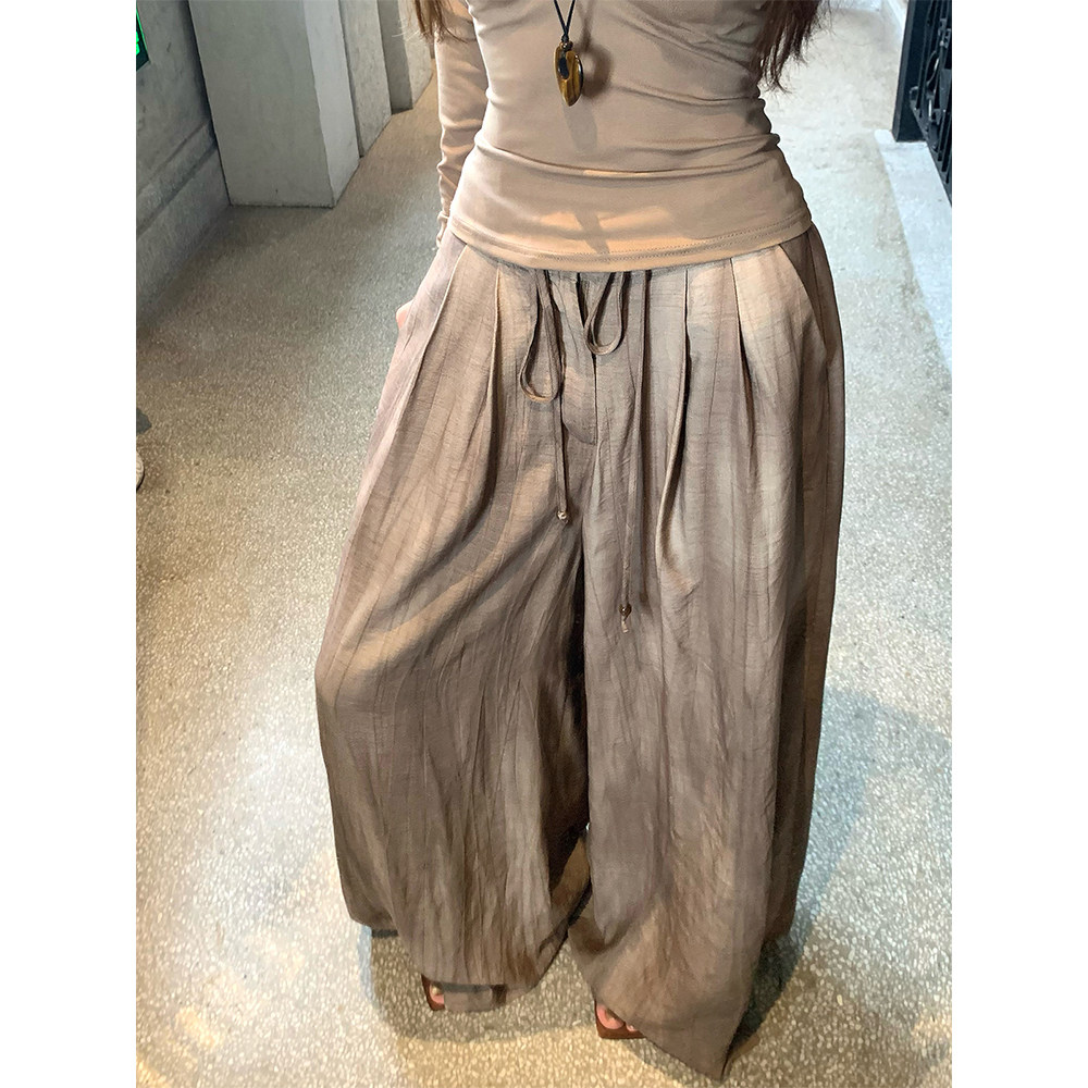 MaxMooroe淡人的舒适感%夏日薄款雪纺阔腿裤女夏宽松显瘦直筒长裤