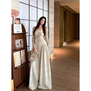 长裤 MaxMooroe长腿Diy% 女秋宽松显瘦直筒裤 慵懒松弛感阔腿裤 美式