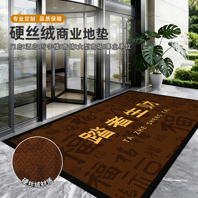 高端咖啡色进门地毯地垫定制水洗