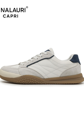 意大利PIALAURICAPRI轻质拼色德训鞋男休闲板鞋白色高级感运动鞋