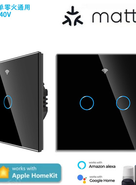 Matter欧规wifi智能开关零火线\单零火通用触AlexaHomekit直连