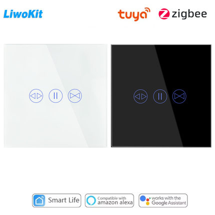 86欧规涂鸦Zigbee智能触摸式窗帘开关钢化玻璃面板APP远程控制