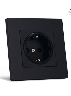 黑色插座CE欧标PC面板86型16A schuko socket 墙壁插座开关单双控