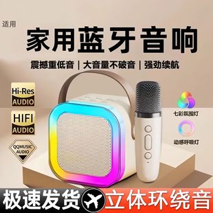 迷你手持蓝牙K歌音响麦克风唱歌乐器音箱儿童家庭KTV多功能音箱