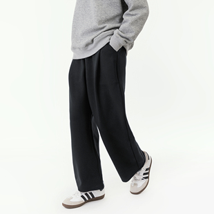 MANNSTU 2025秋冬透气垂感弹力长卫裤女宽松休闲廓形褶皱裤子男