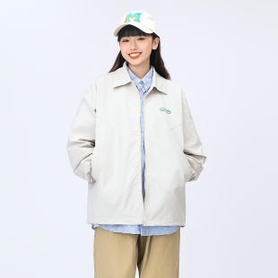 情侣中性拉链外套男 2025春季 MANNSTU 日系复古宽松翻领夹克女