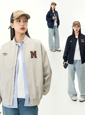 日系街头宽松飞行服立领夹克男2026春季情侣棒球领工装休闲外套女