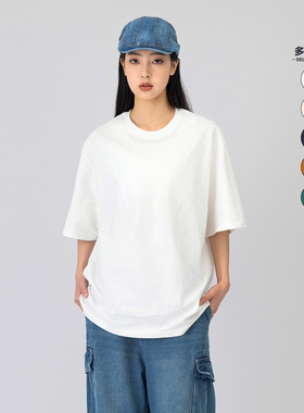 MANNSTU 日系街头潮流基础宽松短袖T恤女 中性风BF简约打底体恤男