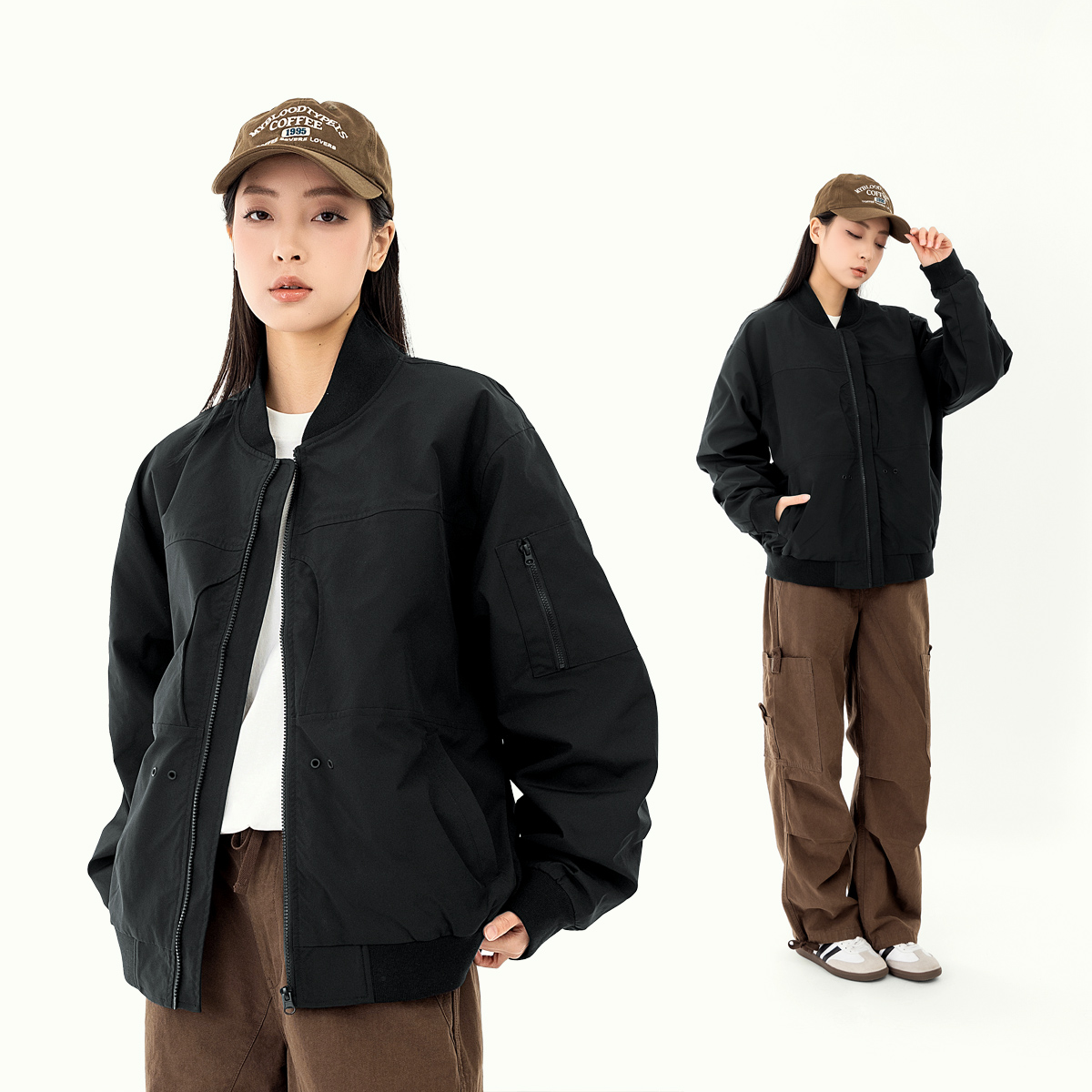 MANNSTU   2025春季美式复古纯色夹克男休闲宽松百搭情侣上衣外套