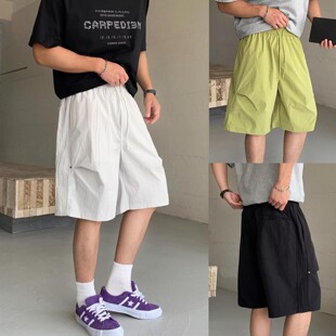 夏季薄款时尚简约潮流韩范痞帅宽松透气速干运动休闲短裤男大裤衩