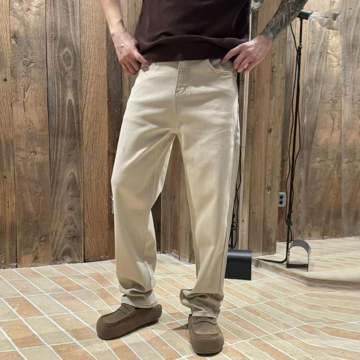 潮流老钱风净版休闲直筒牛仔裤男