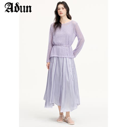 Abun【商场同款】2026年新款镂空针织时尚气质秋季温柔风套装女
