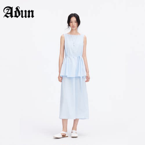 Abun【商场同款】2026年夏季新品韩系温柔风收腰无袖A字连衣裙