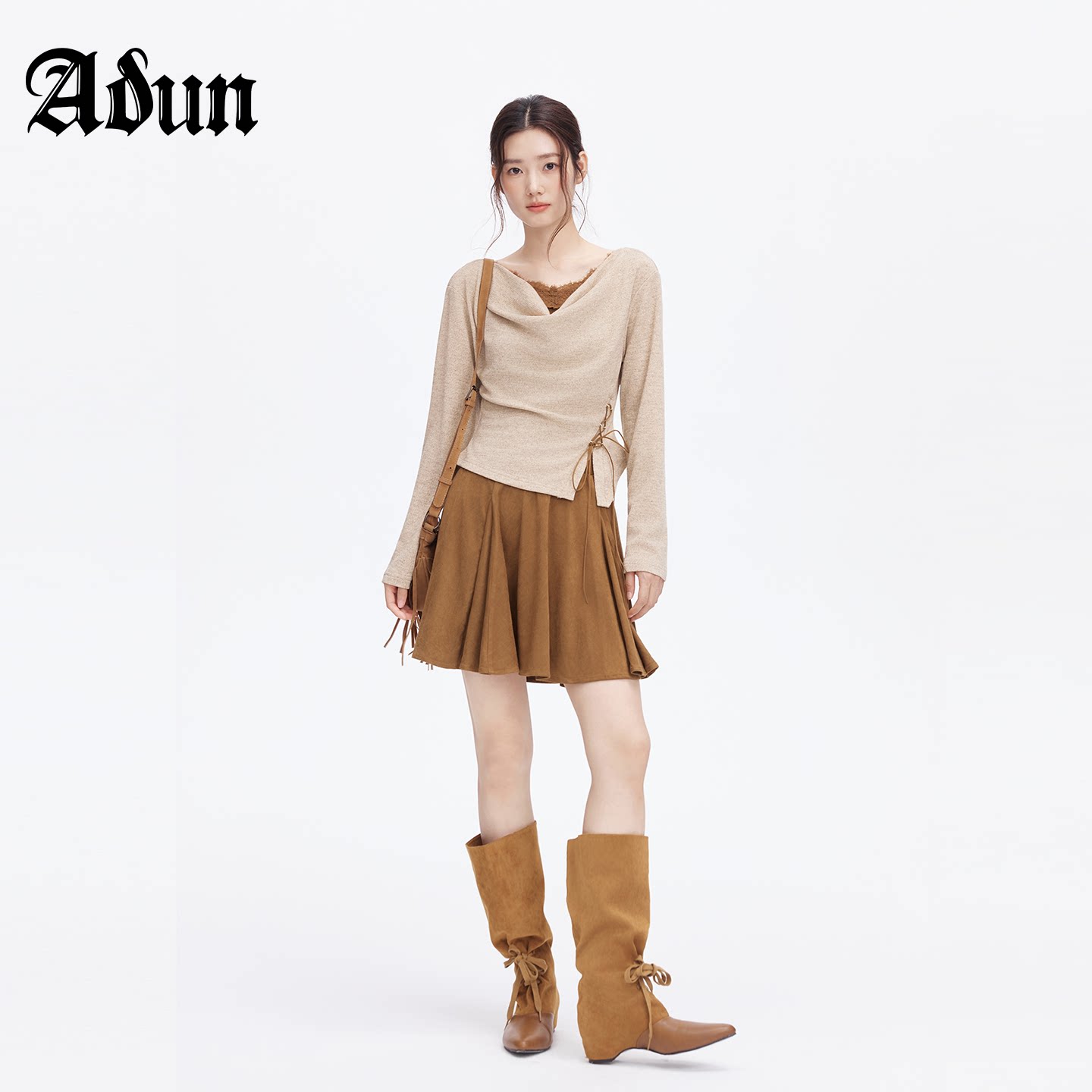 Abun秋季美拉德显瘦短款连衣裙图片