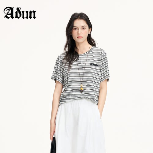 Abun【商场同款】2026年春季新品宽松圆领休闲百搭显瘦正肩T恤